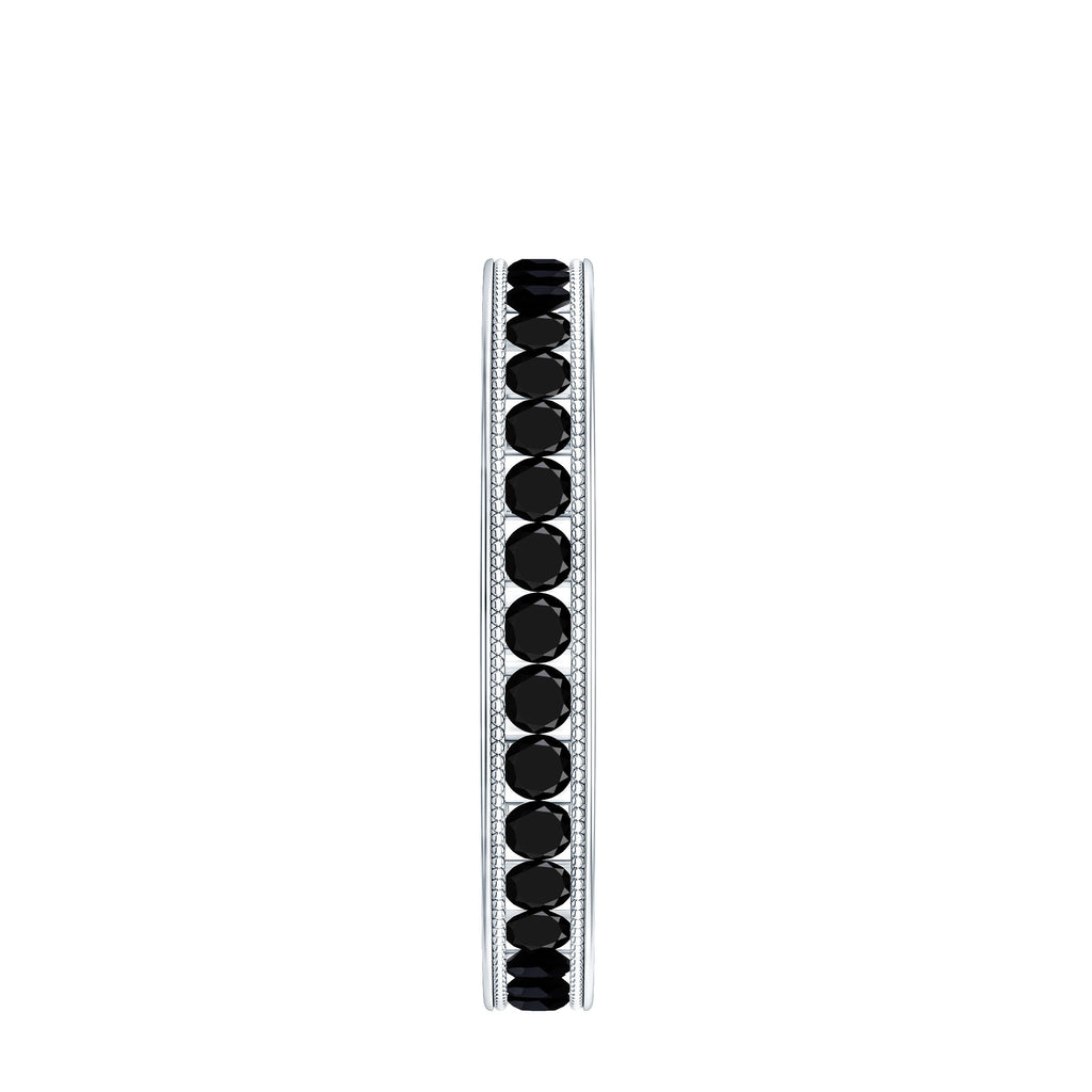 Black Onyx Wedding Band with Milgrain Detailing
