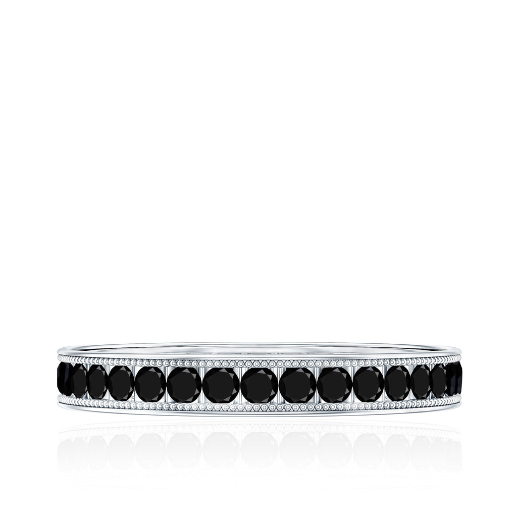 Black Onyx Wedding Band with Milgrain Detailing