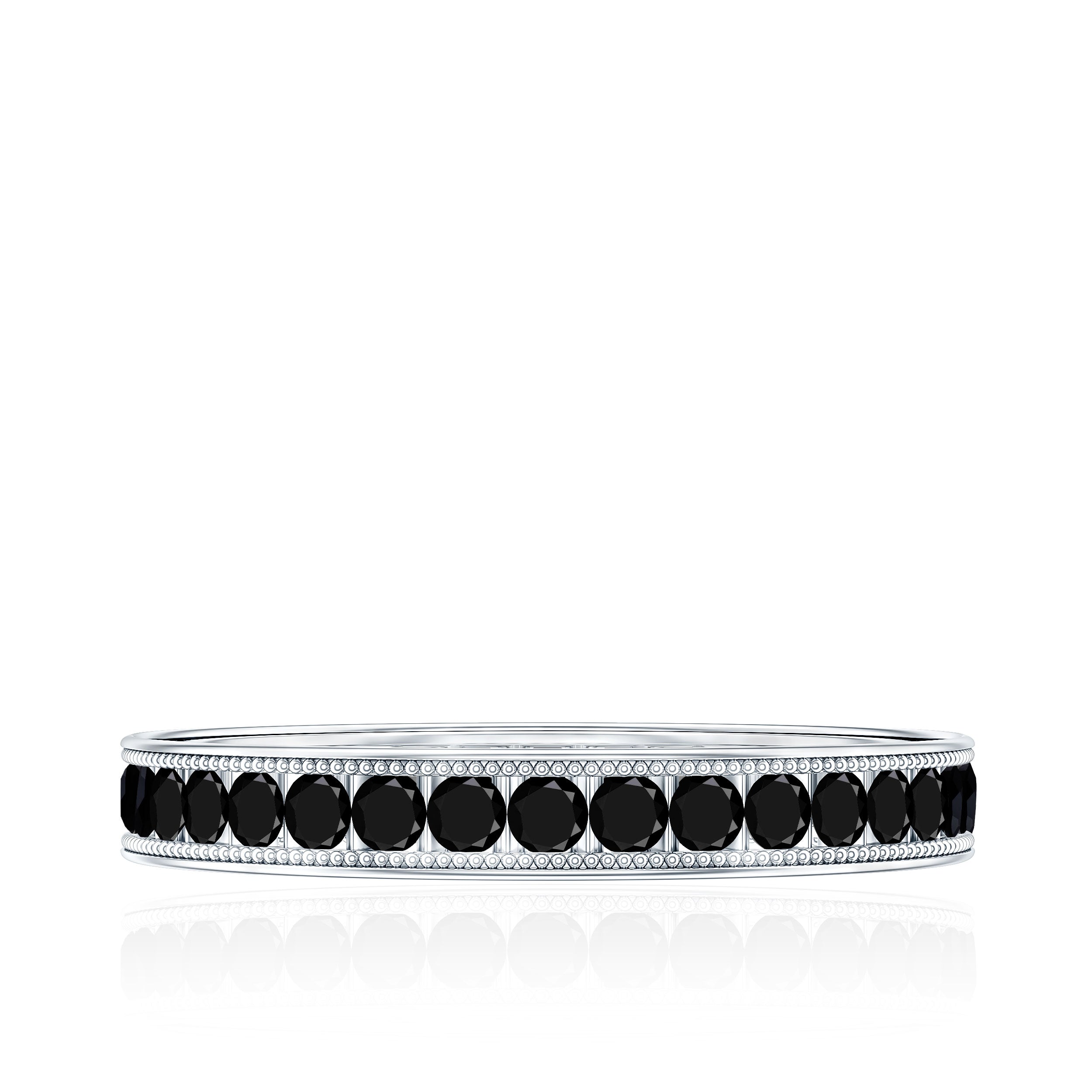 Black Onyx Wedding Band with Milgrain Detailing