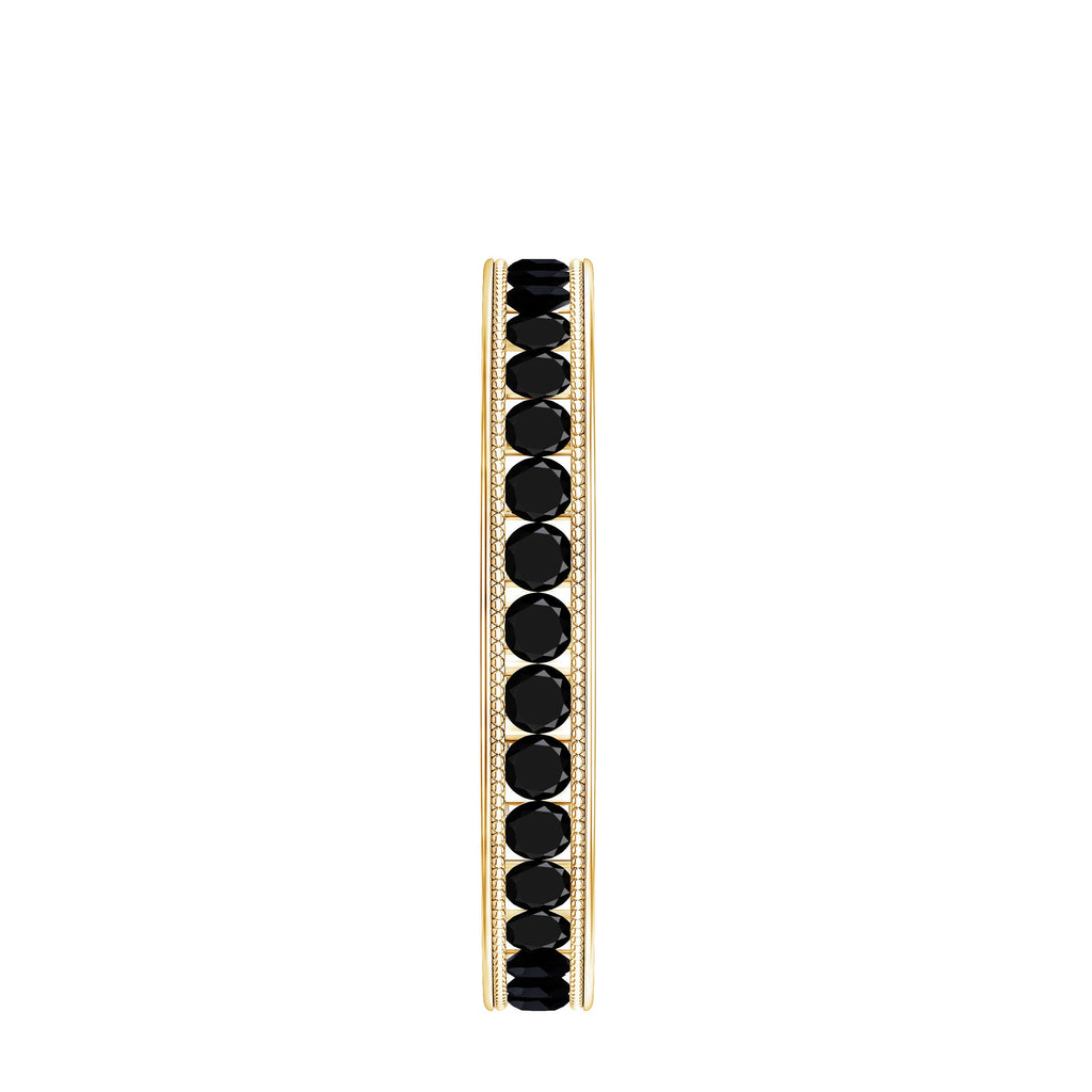 Black Onyx Wedding Band with Milgrain Detailing