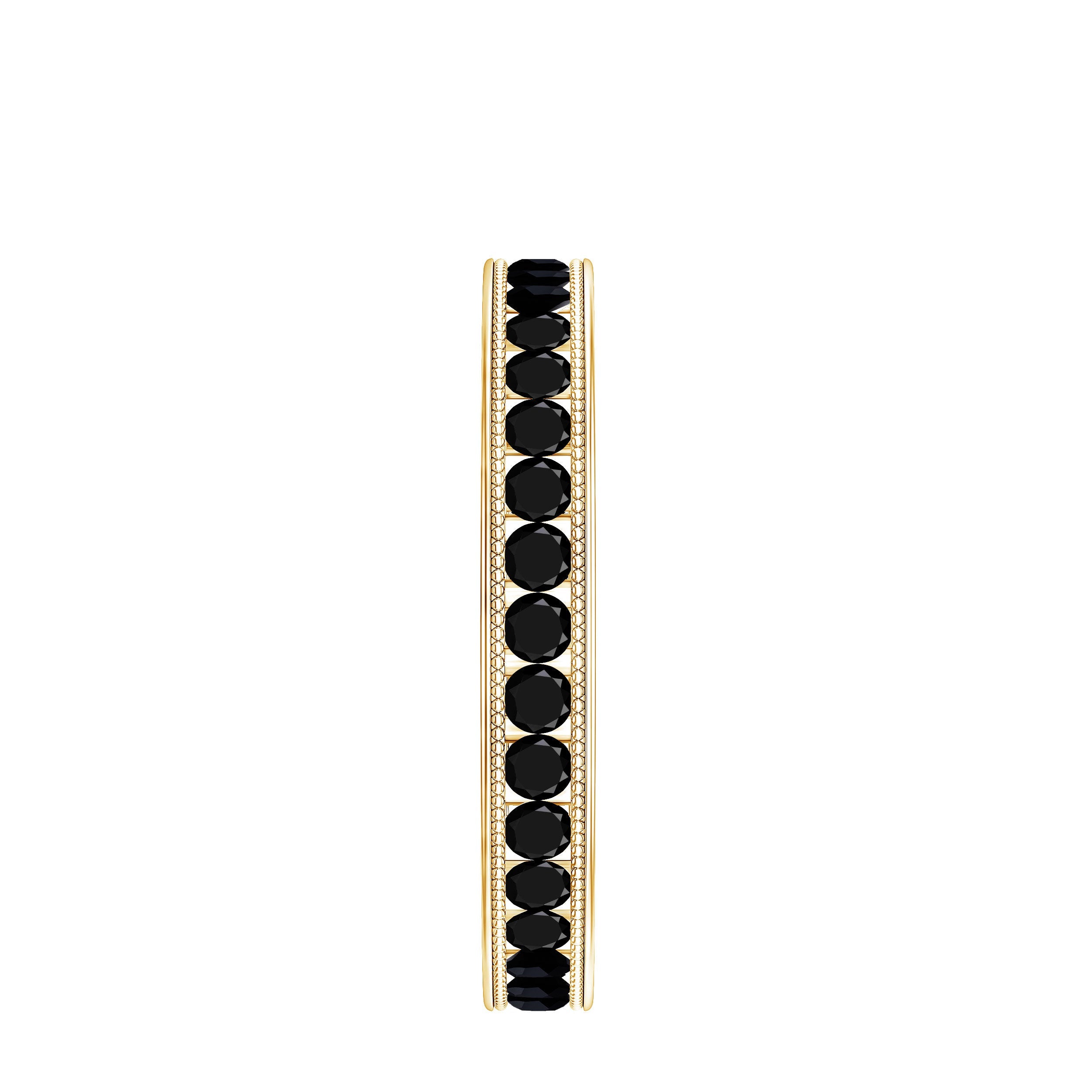 Black Onyx Wedding Band with Milgrain Detailing