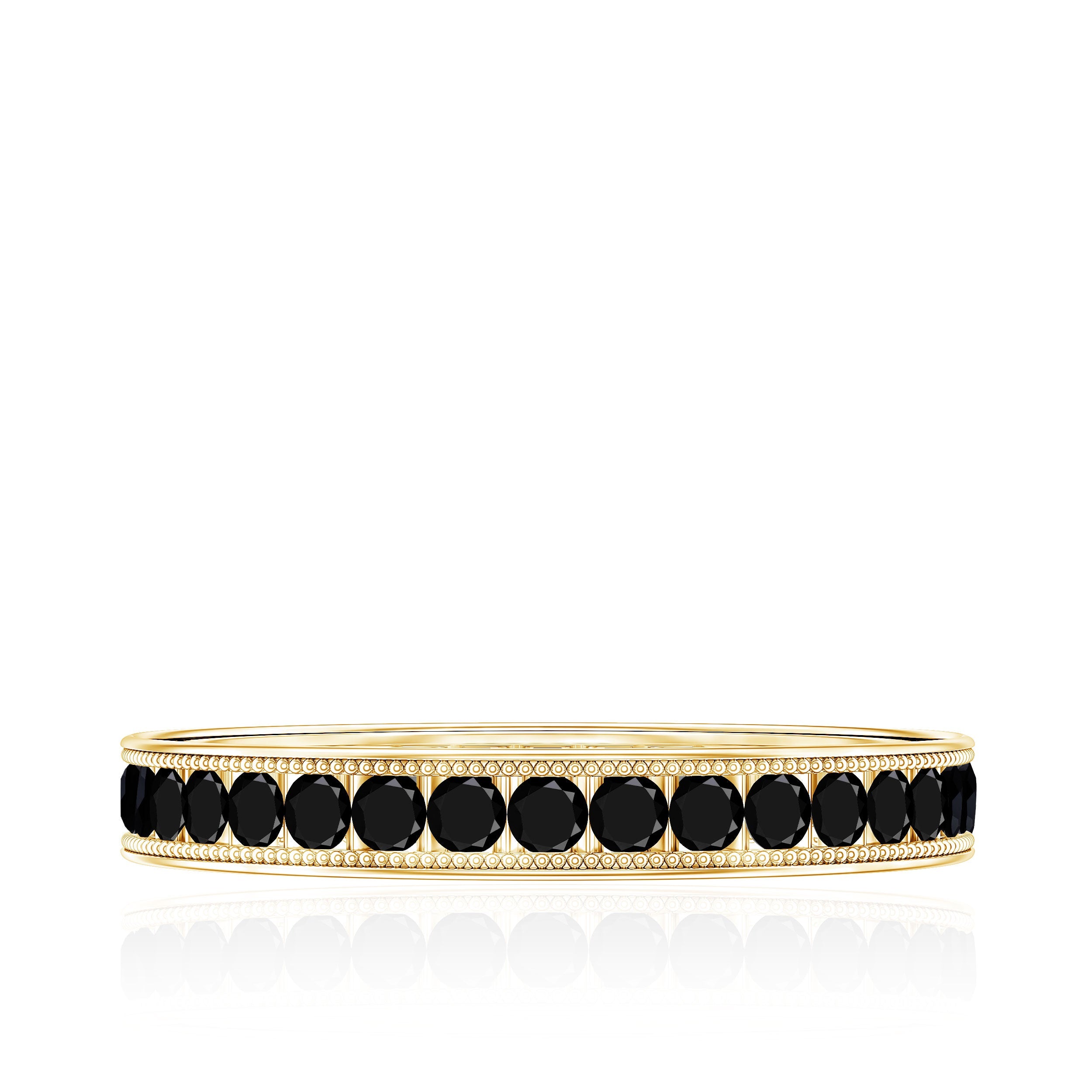 Black Onyx Wedding Band with Milgrain Detailing