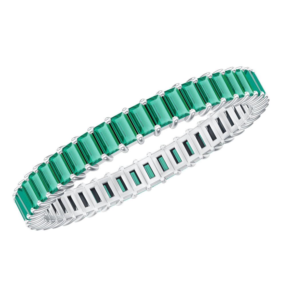 Lab Grown Emerald Ring – Baguette Cut Eternity Band | Stackable Wedding Jewelry