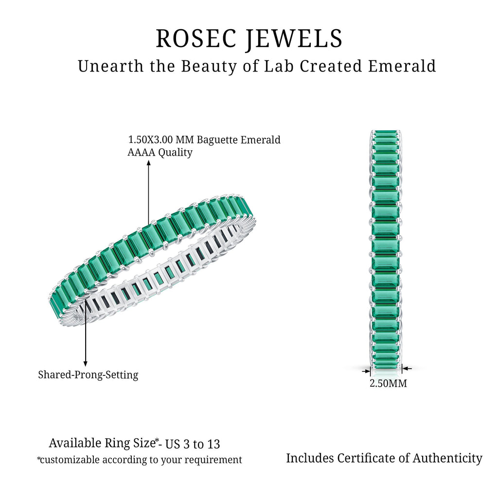 Lab Grown Emerald Ring – Baguette Cut Eternity Band | Stackable Wedding Jewelry