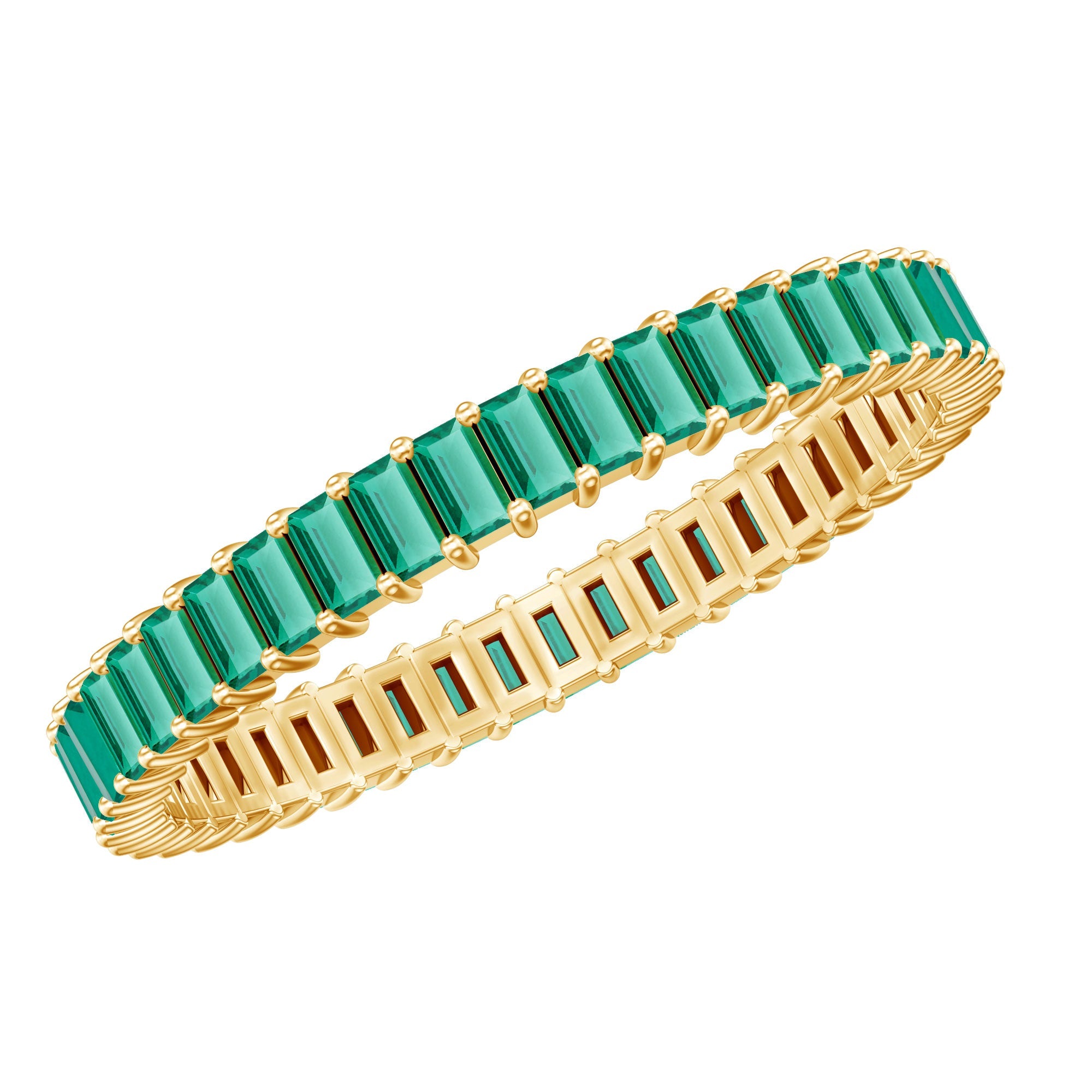 Lab Grown Emerald Ring – Baguette Cut Eternity Band | Stackable Wedding Jewelry