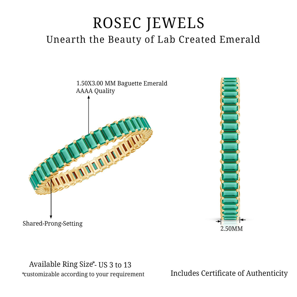 Lab Grown Emerald Ring – Baguette Cut Eternity Band | Stackable Wedding Jewelry