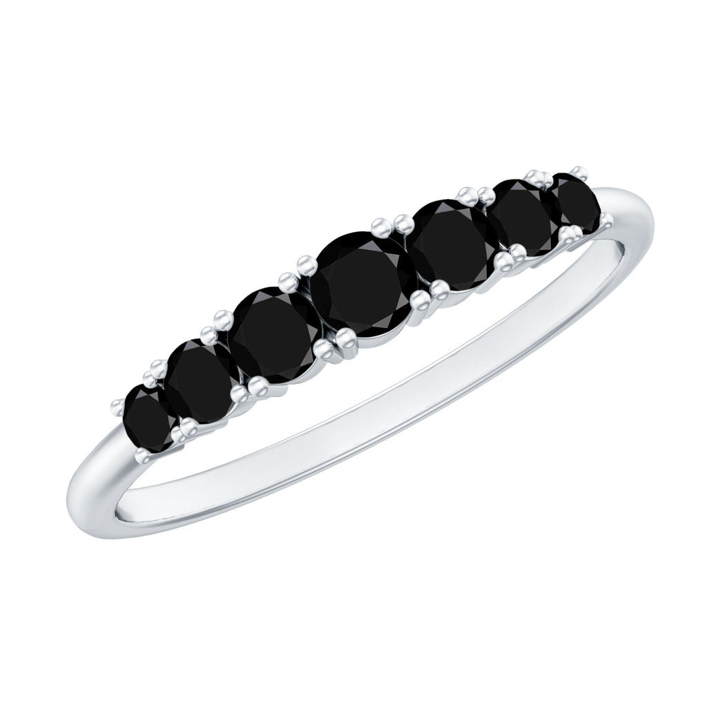 Round Cut Graduated Black Onyx Half Eternity Ring