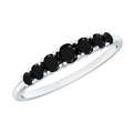 Round Cut Graduated Black Onyx Half Eternity Ring