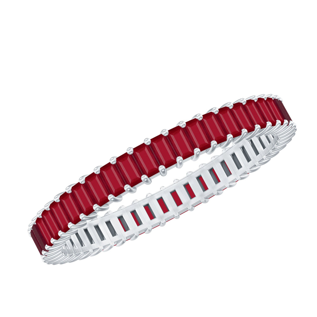 Ruby Eternity Ring – Full Baguette Ruby Band | Shared Prong Setting, AAA Quality