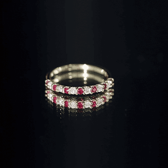 Ruby Diamond Eternity Ring – Stackable Slim Profile Rings With AAA Quality Rubies