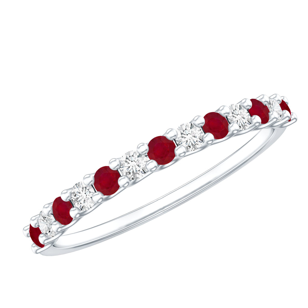 Ruby Diamond Eternity Ring – Stackable Slim Profile Rings With AAA Quality Rubies