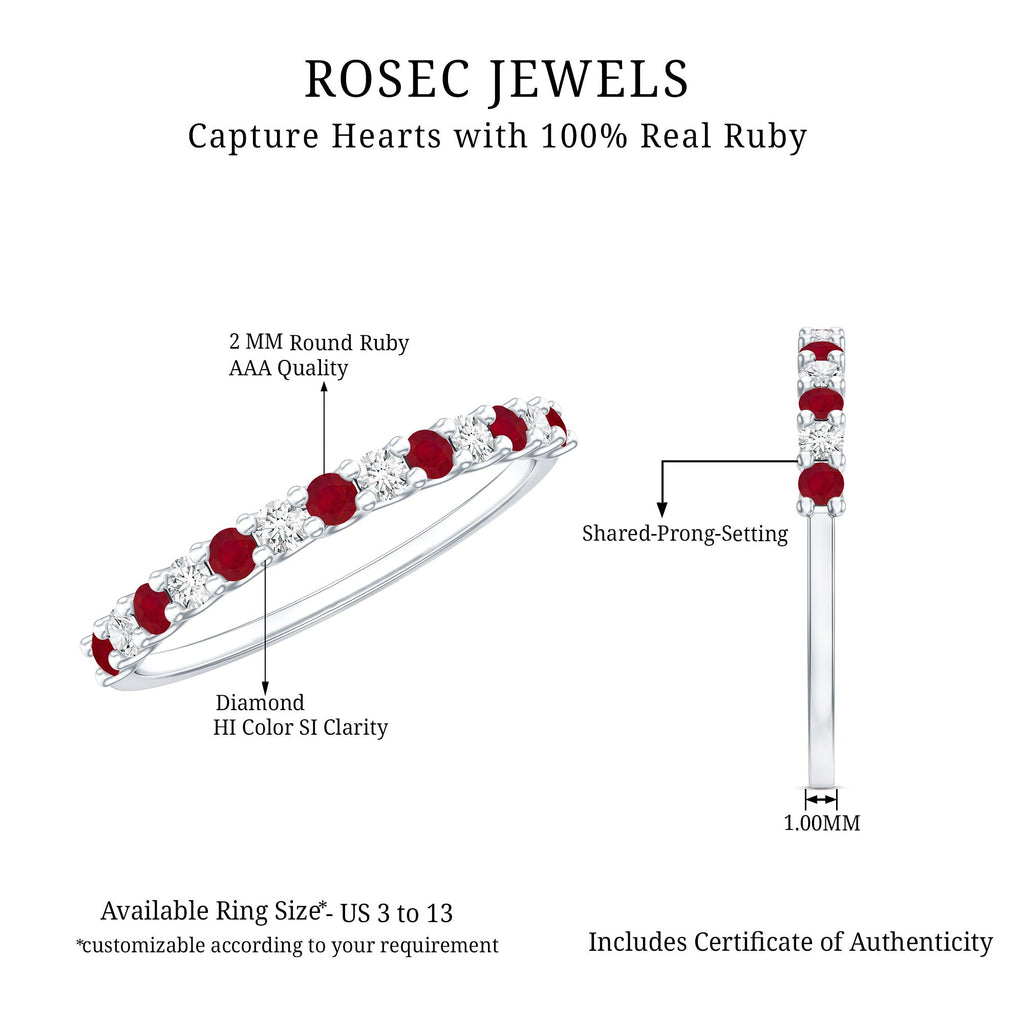 Ruby Diamond Eternity Ring – Stackable Slim Profile Rings With AAA Quality Rubies