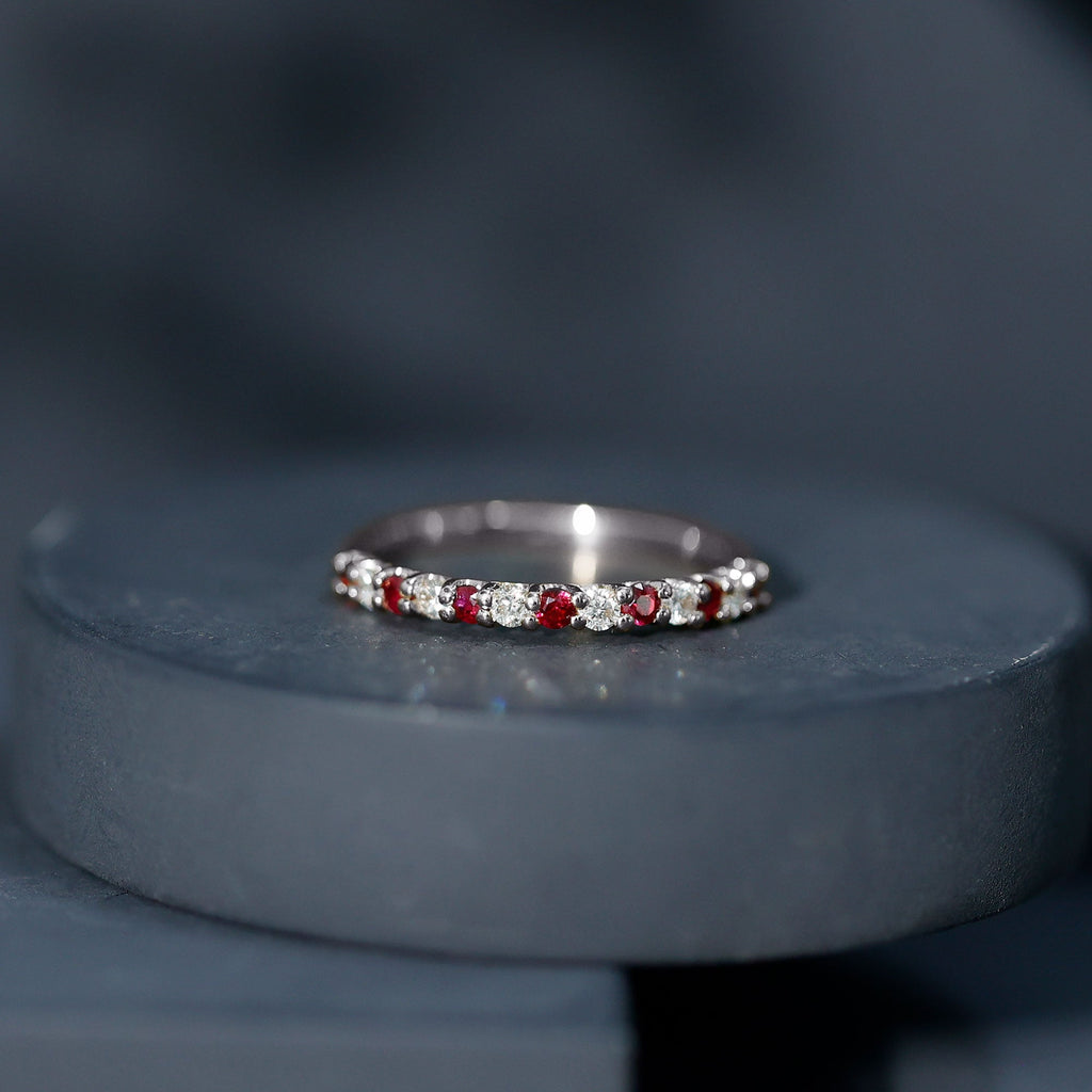 Ruby Diamond Eternity Ring – Stackable Slim Profile Rings With AAA Quality Rubies