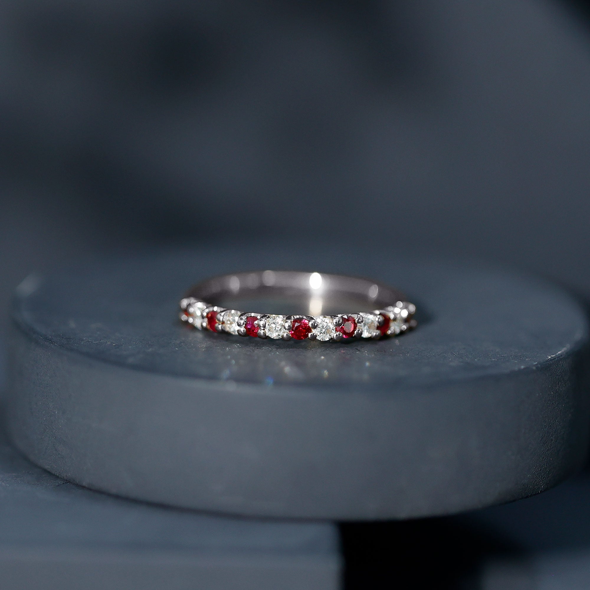 Ruby Diamond Eternity Ring – Stackable Slim Profile Rings With AAA Quality Rubies