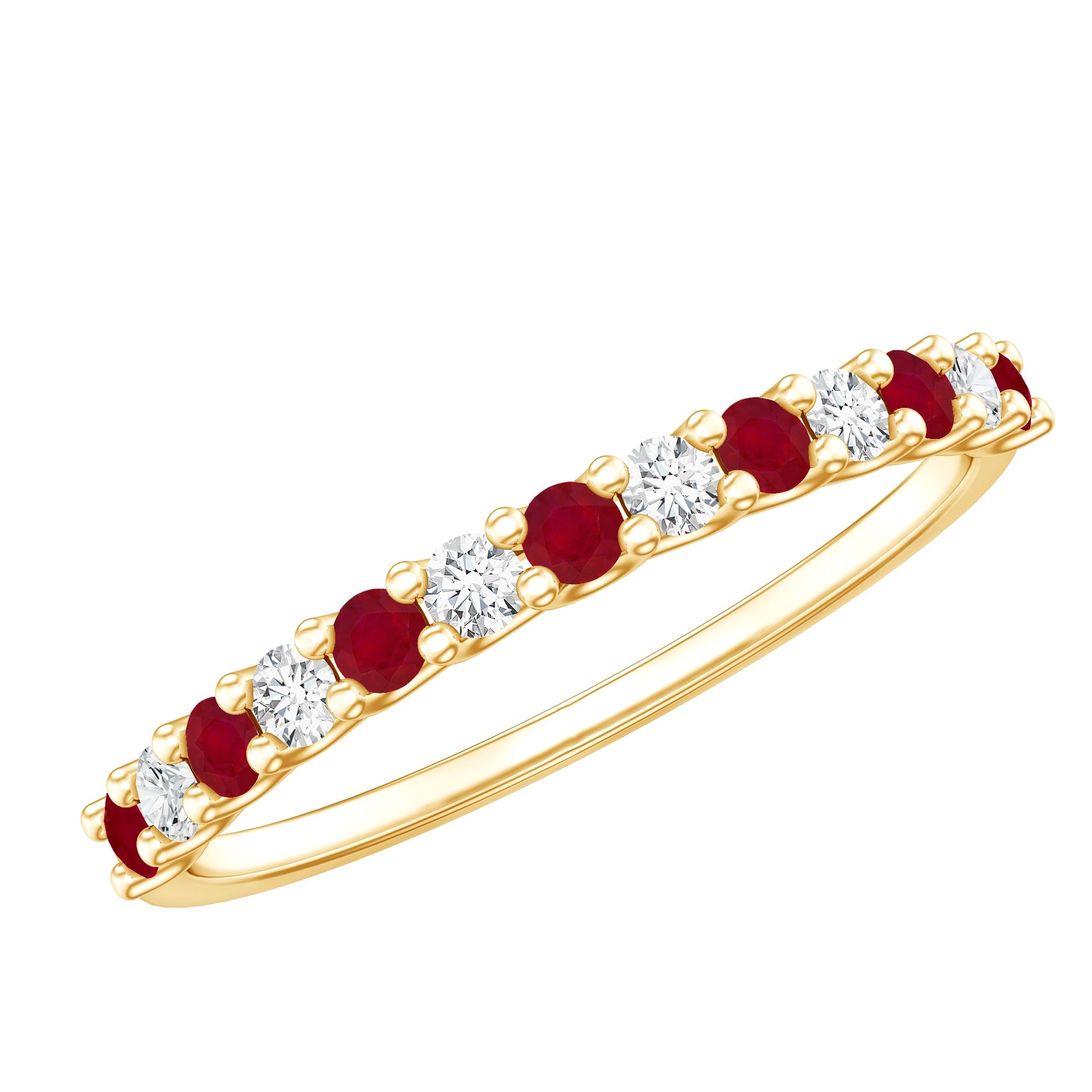 Ruby Diamond Eternity Ring – Stackable Slim Profile Rings With AAA Quality Rubies