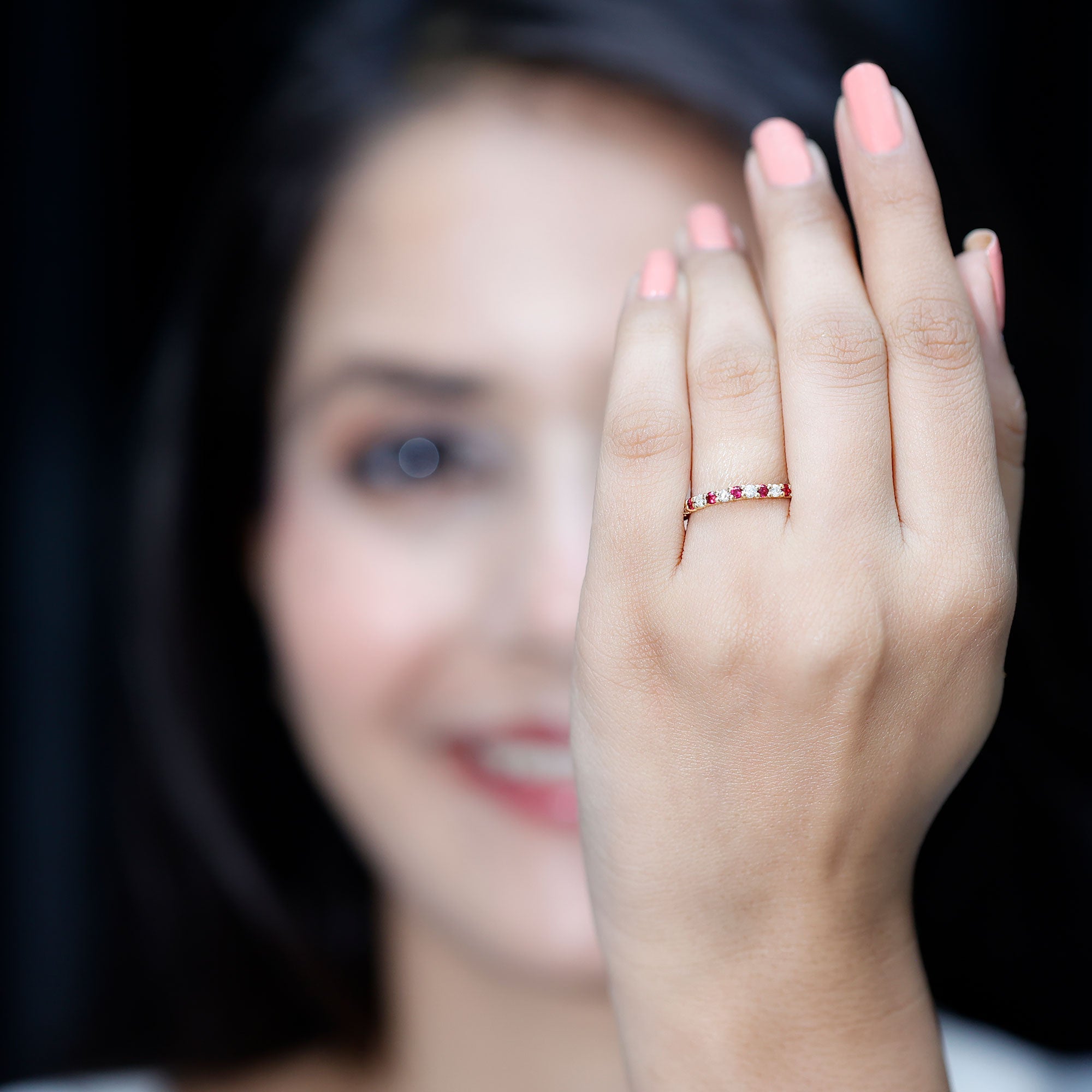 Ruby Diamond Eternity Ring – Stackable Slim Profile Rings With AAA Quality Rubies