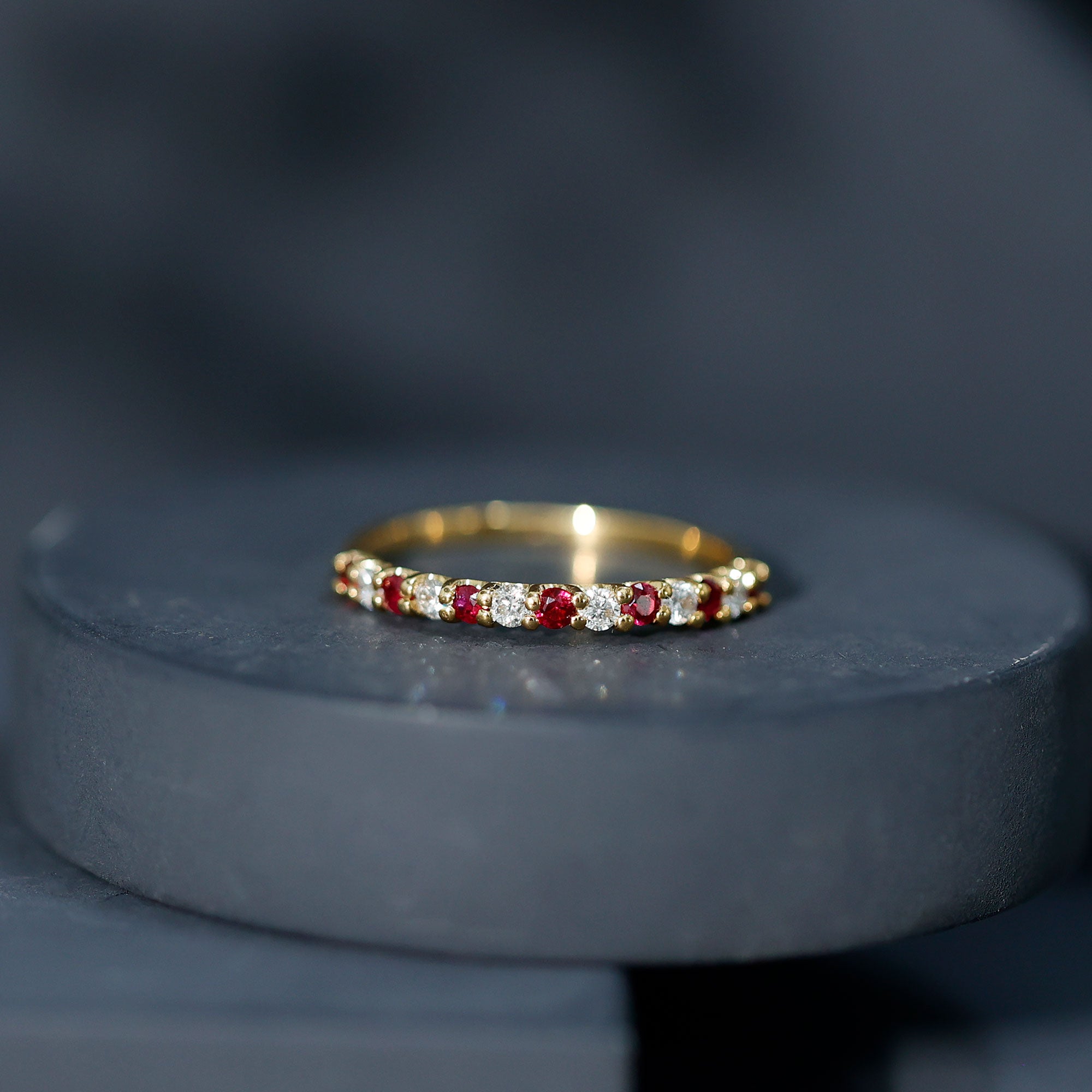Ruby Diamond Eternity Ring – Stackable Slim Profile Rings With AAA Quality Rubies