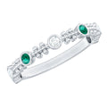 Lab Grown Emerald Ring - Half Eternity Beaded Detailing with AAAA Quality Emeralds