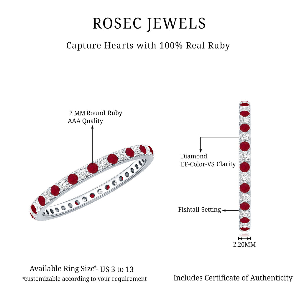 Ruby Eternity Ring – Stackable Natural Ruby And Lab Grown Diamond Band