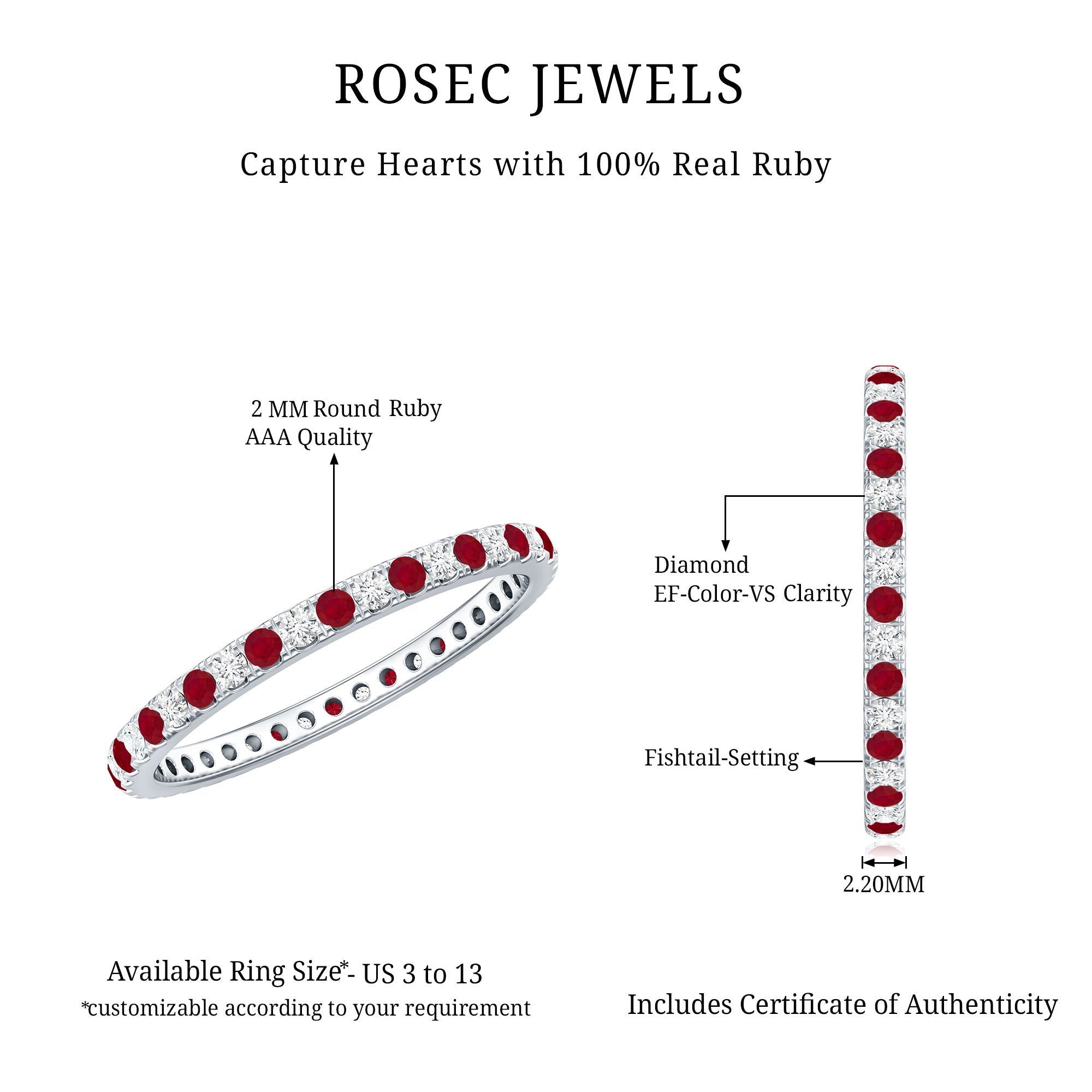 Ruby Eternity Ring – Stackable Natural Ruby And Lab Grown Diamond Band