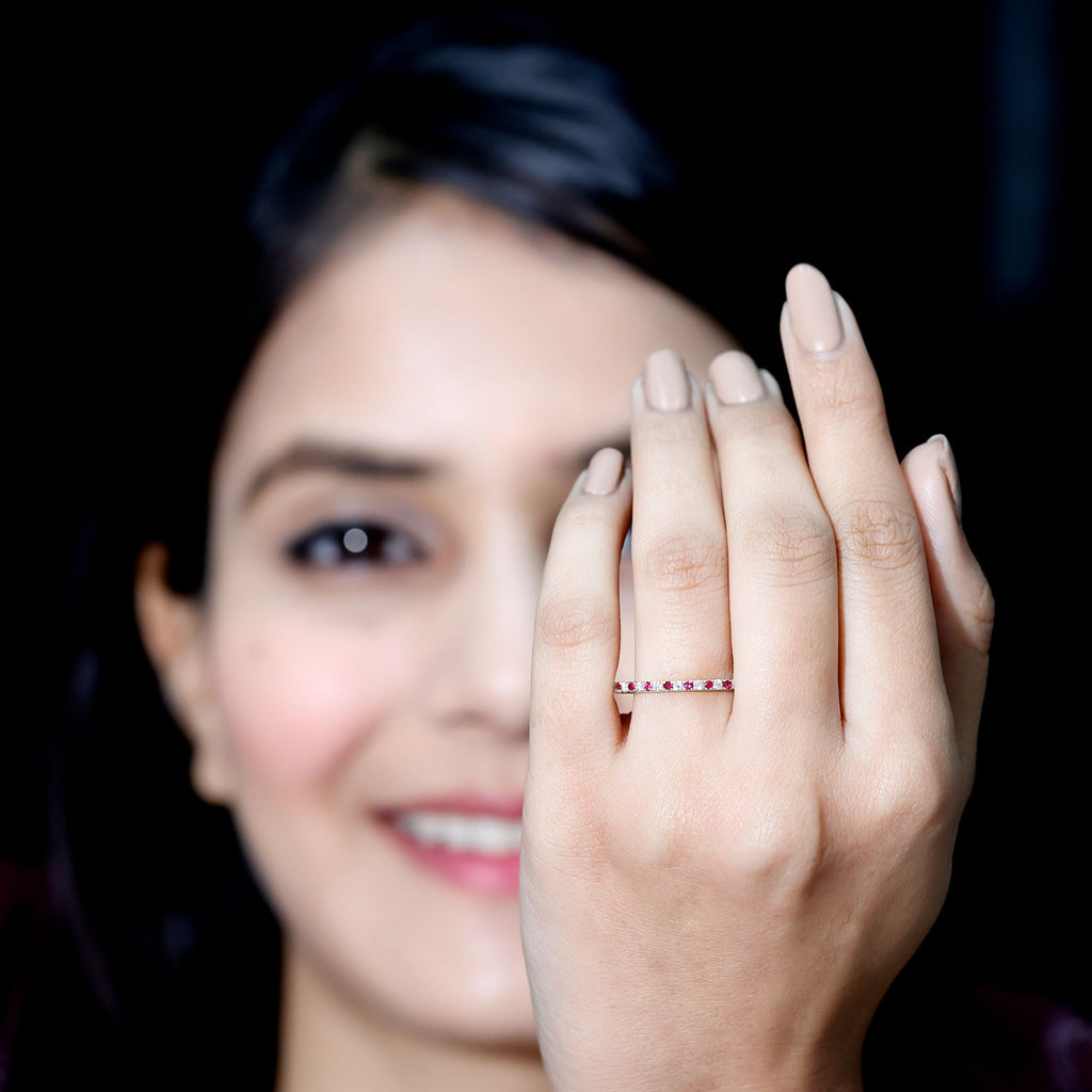 Ruby Eternity Ring – Stackable Natural Ruby And Lab Grown Diamond Band