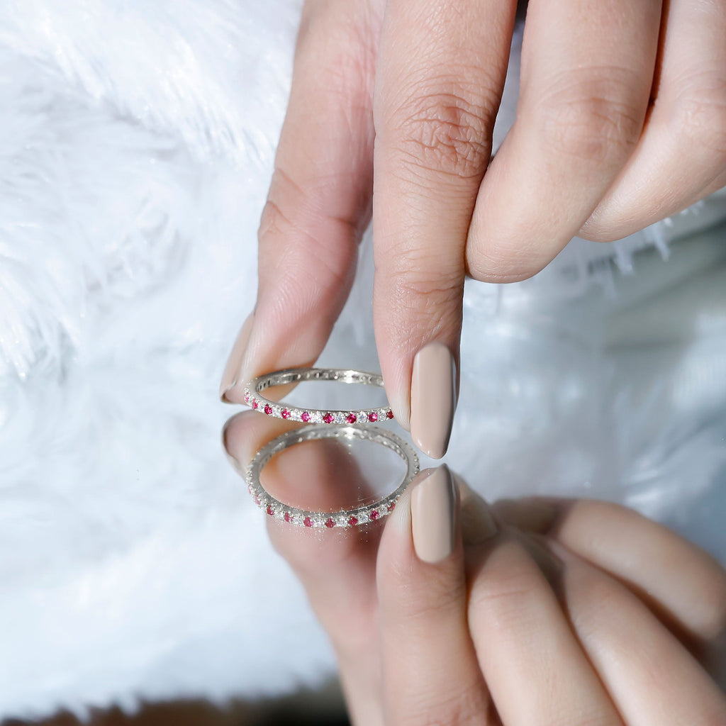 Ruby Eternity Ring – Stackable Natural Ruby And Lab Grown Diamond Band