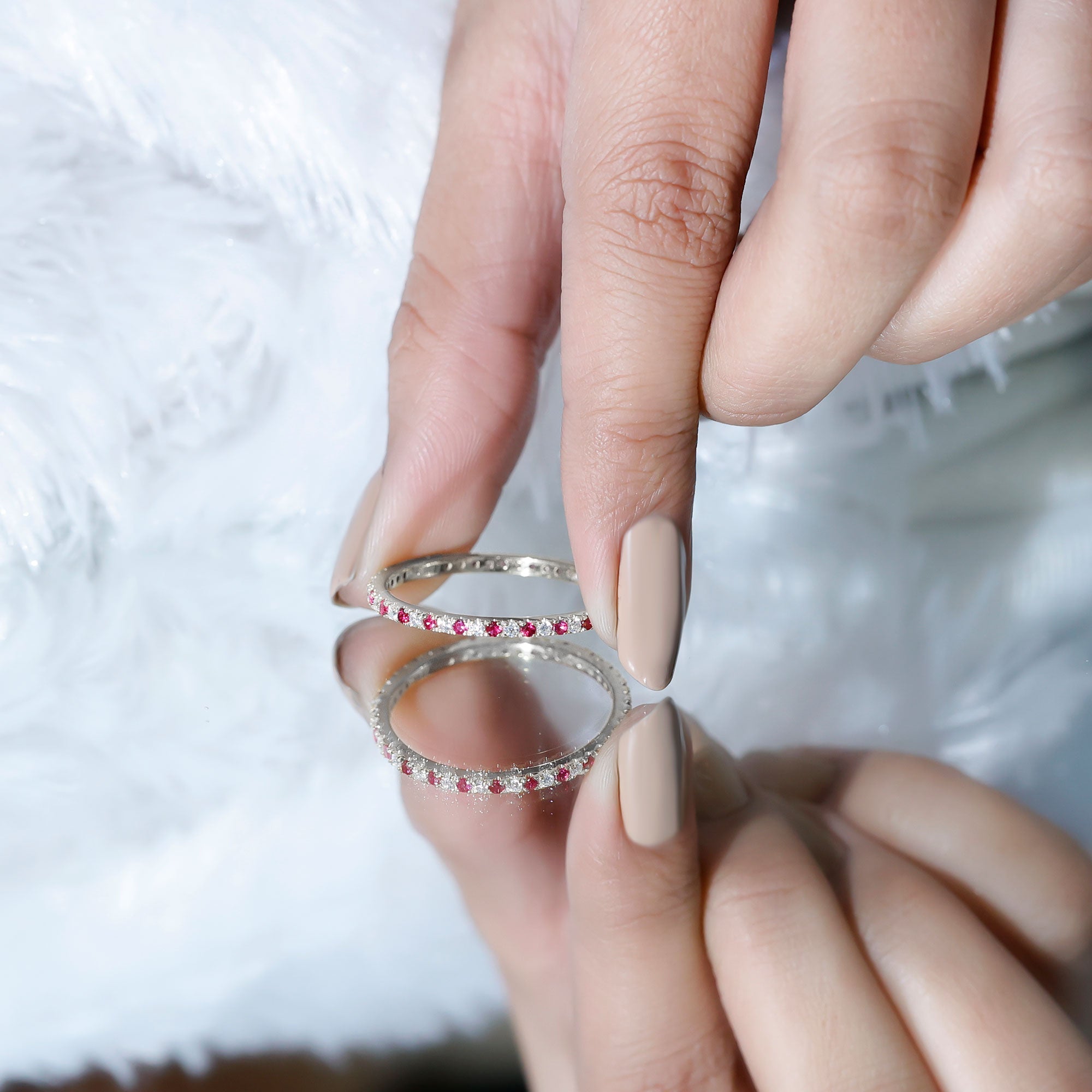 Ruby Eternity Ring – Stackable Natural Ruby And Lab Grown Diamond Band