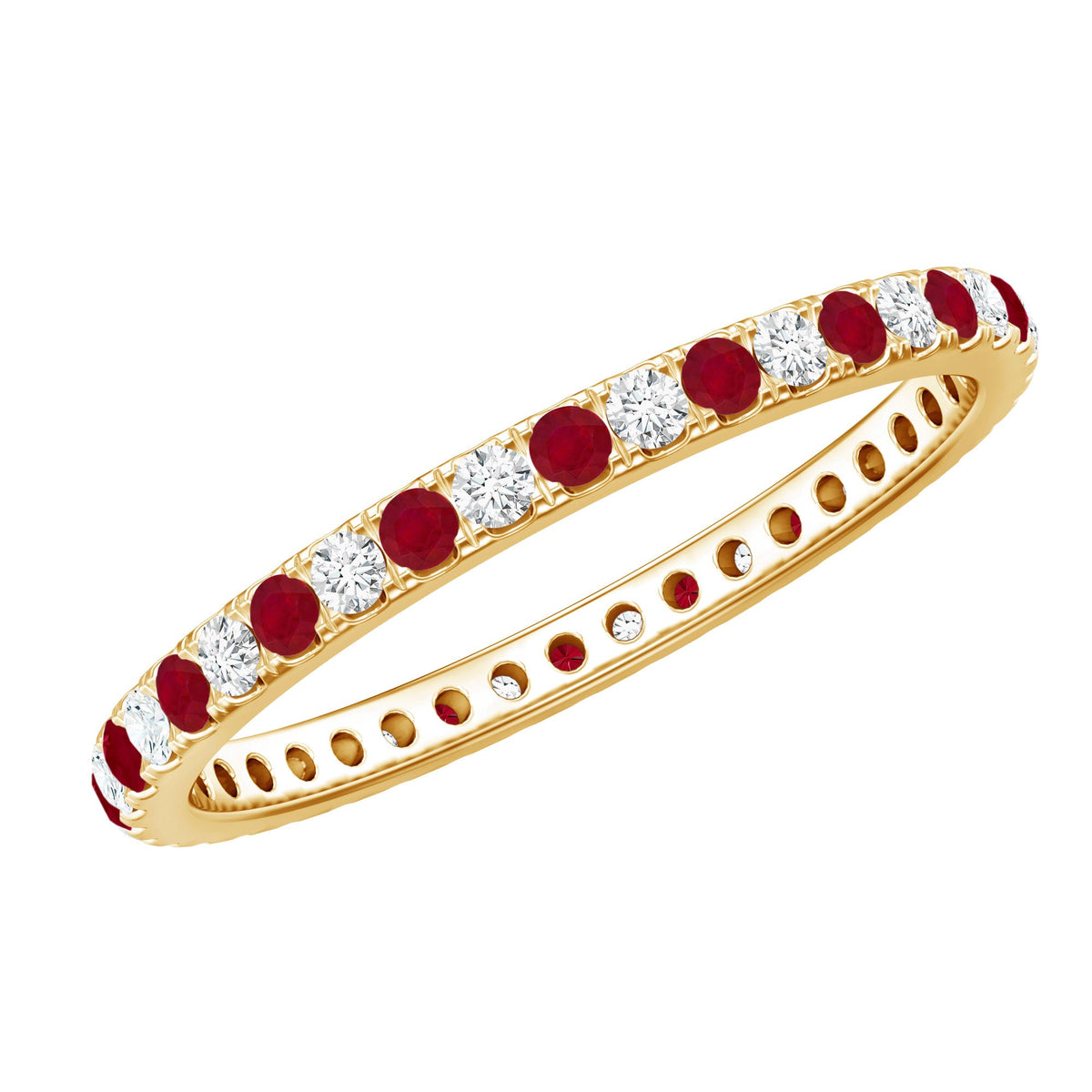 Ruby Eternity Ring – Stackable Natural Ruby And Lab Grown Diamond Band