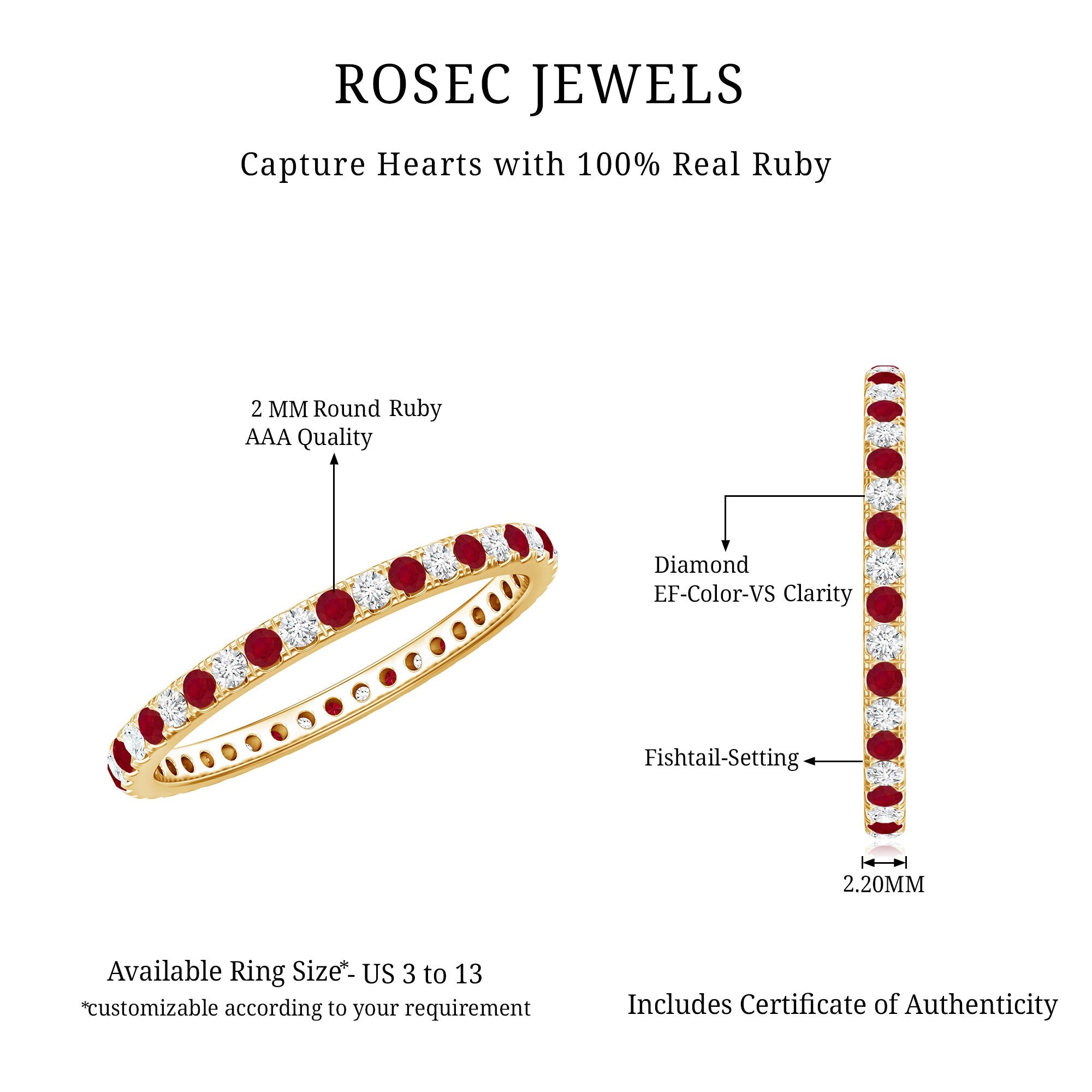 Ruby Eternity Ring – Stackable Natural Ruby And Lab Grown Diamond Band