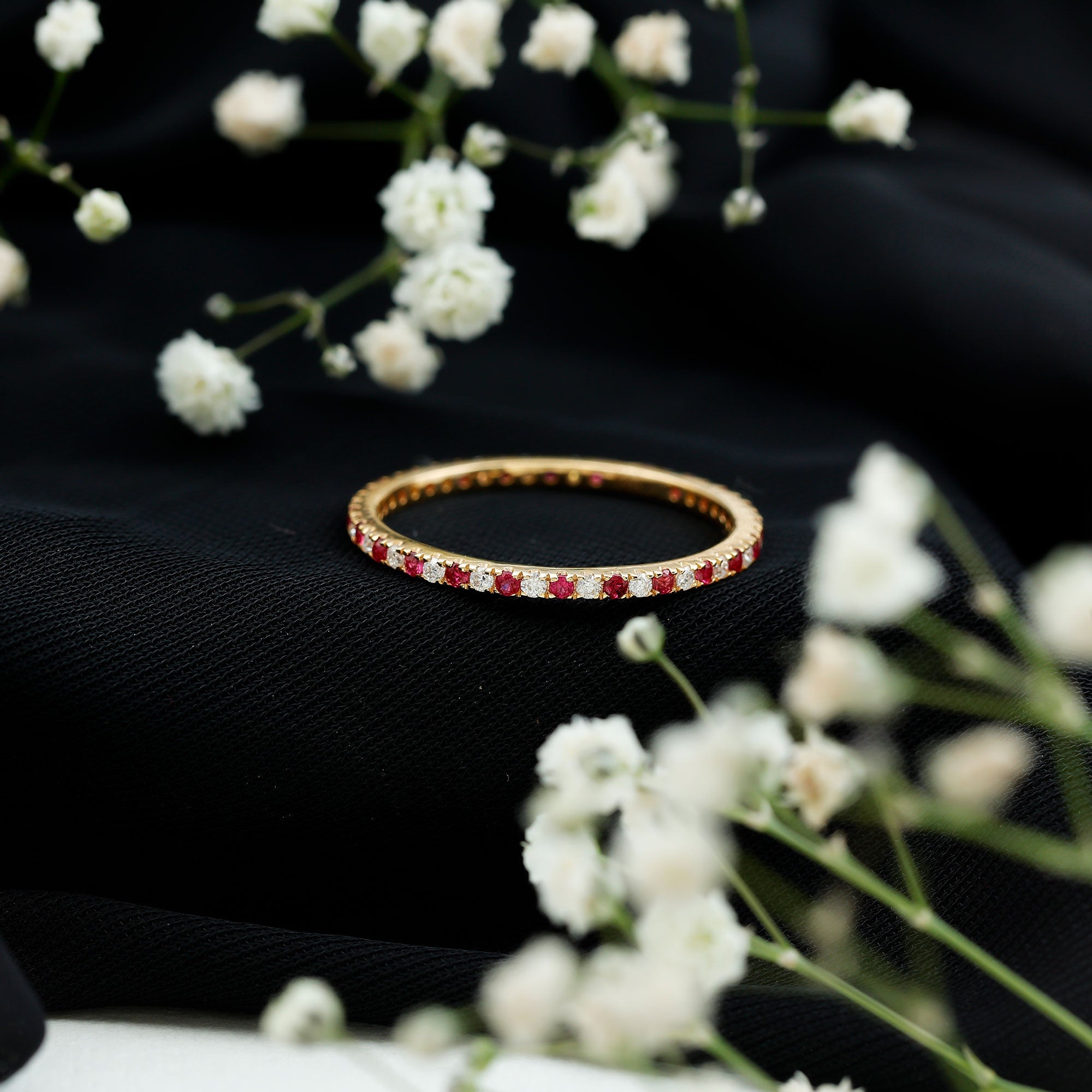 Ruby Eternity Ring – Stackable Natural Ruby And Lab Grown Diamond Band
