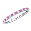 Pink Tourmaline Ring – Diamond Stackable Eternity Band With Fishtail Setting