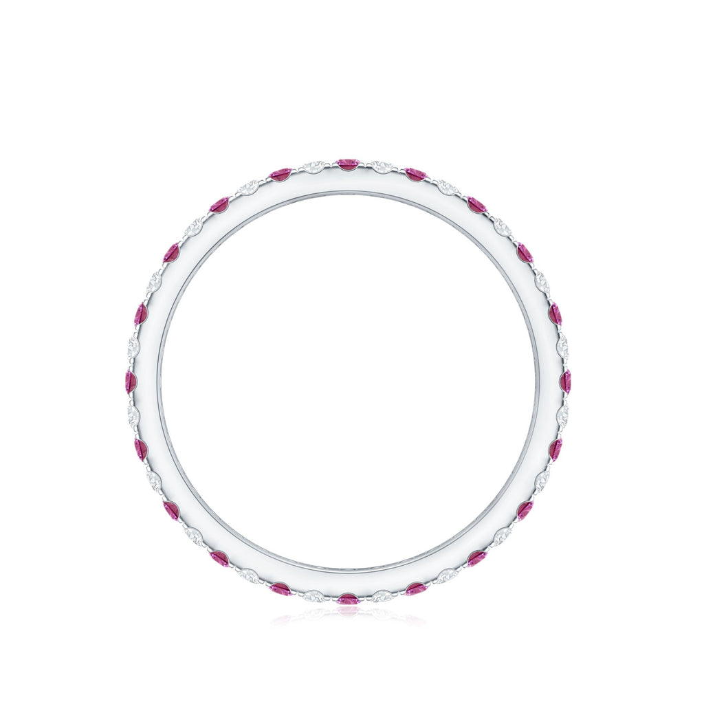 Pink Tourmaline Ring – Diamond Stackable Eternity Band With Fishtail Setting