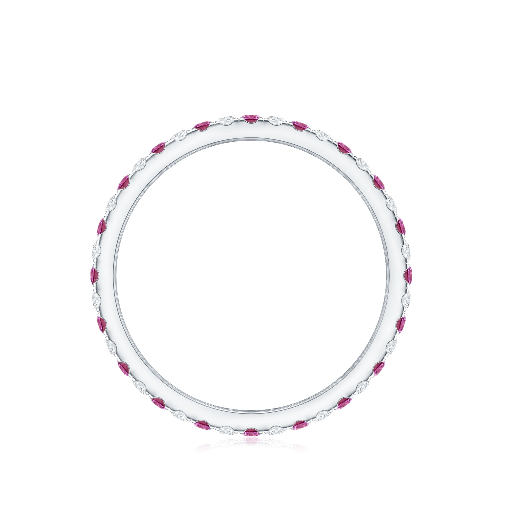 Pink Tourmaline Ring – Diamond Stackable Eternity Band With Fishtail Setting