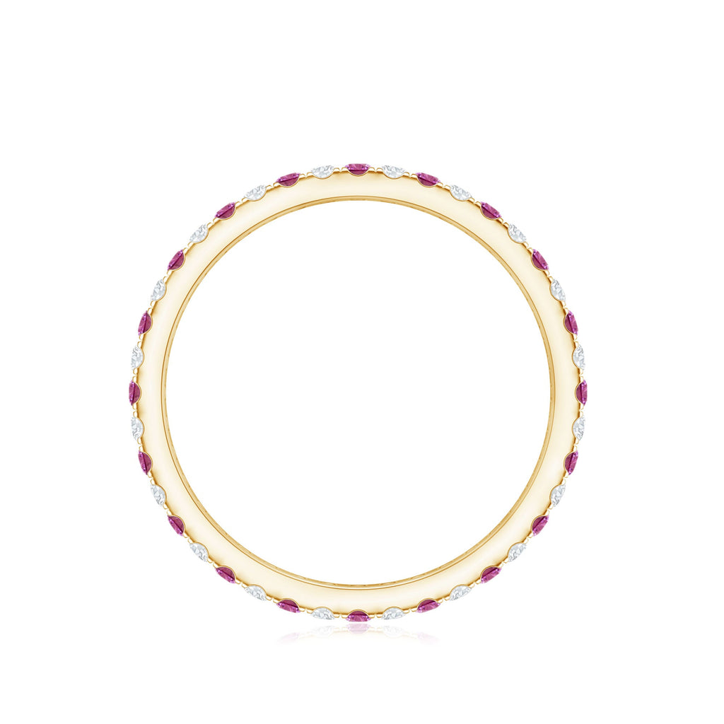 Pink Tourmaline Ring – Diamond Stackable Eternity Band With Fishtail Setting