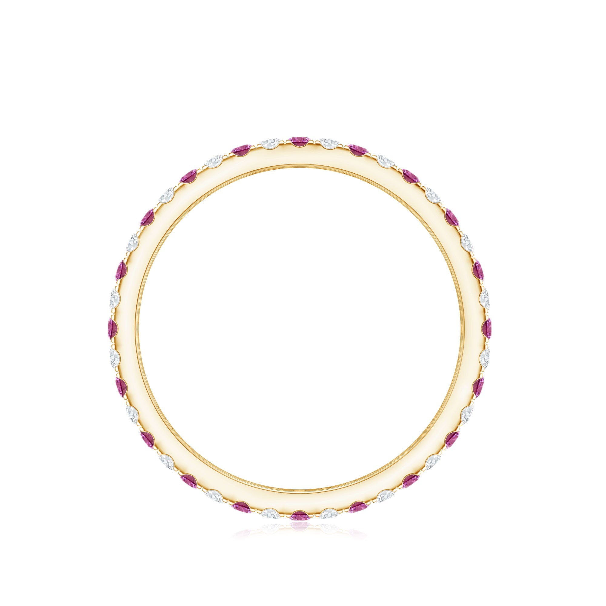 Pink Tourmaline Ring – Diamond Stackable Eternity Band With Fishtail Setting