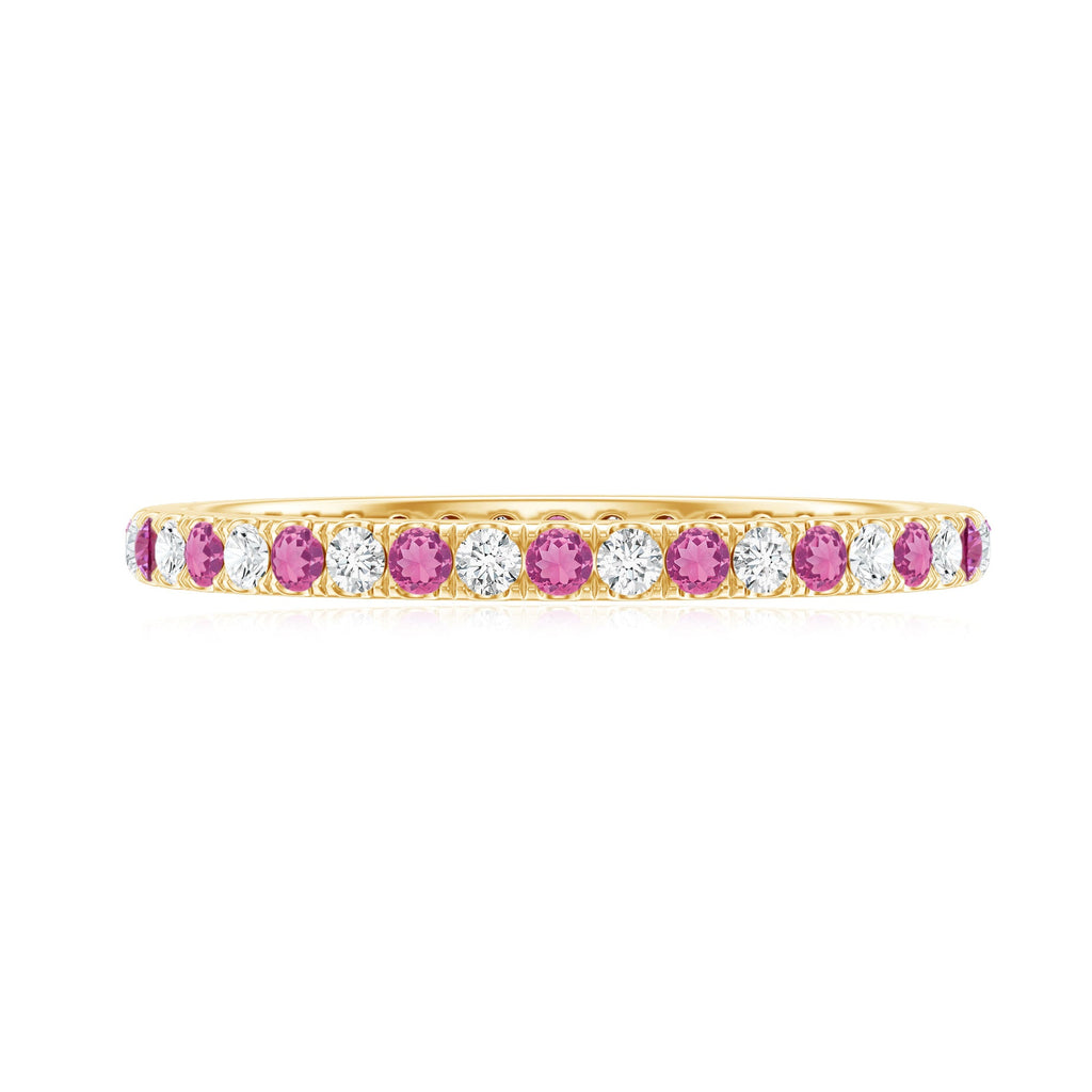 Pink Tourmaline Ring – Diamond Stackable Eternity Band With Fishtail Setting