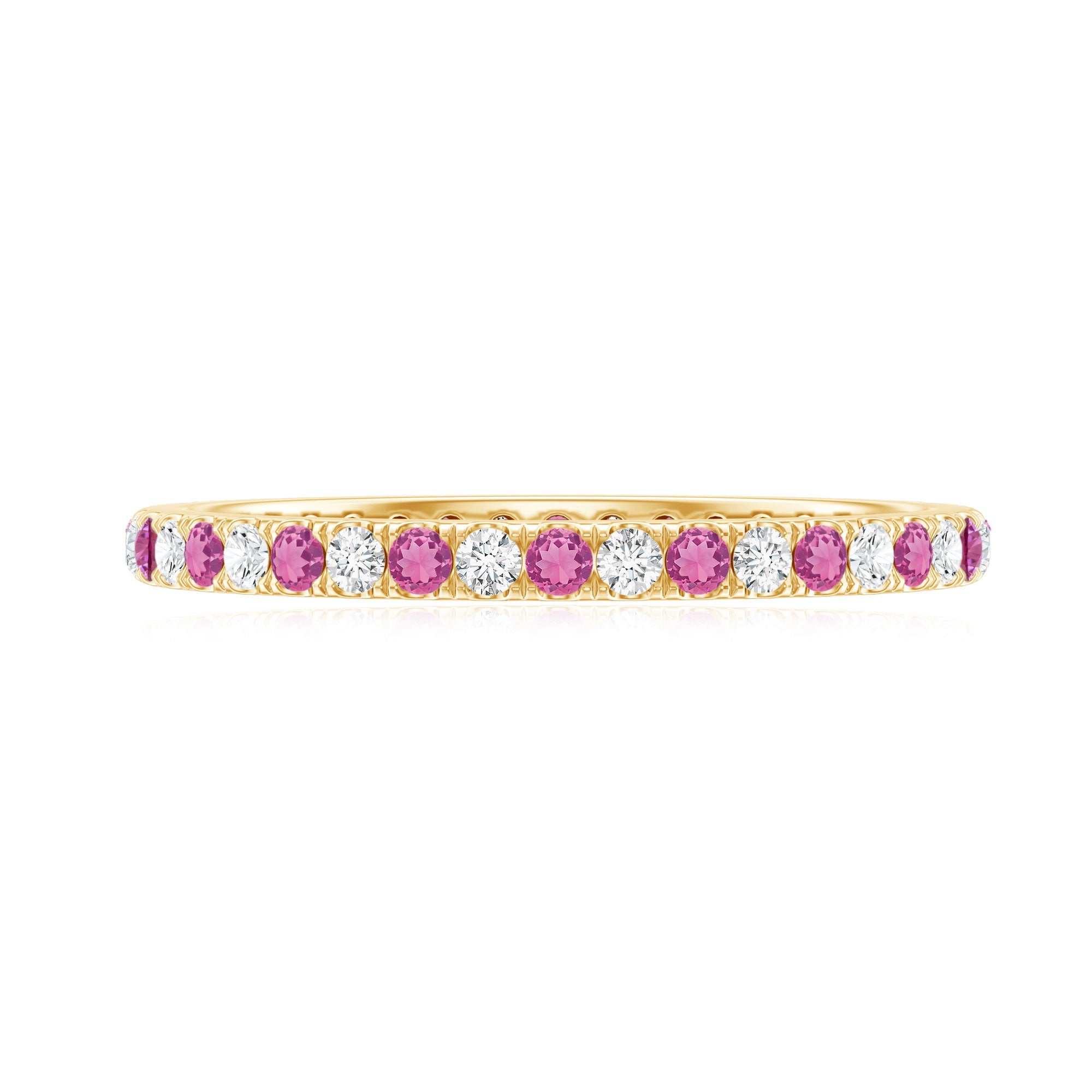 Pink Tourmaline Ring – Diamond Stackable Eternity Band With Fishtail Setting