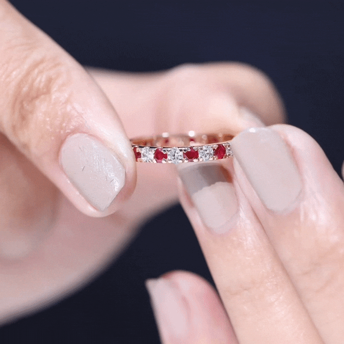 Ruby Eternity Ring – AAA Quality Diamond Full Eternity Band With French Pave Setting