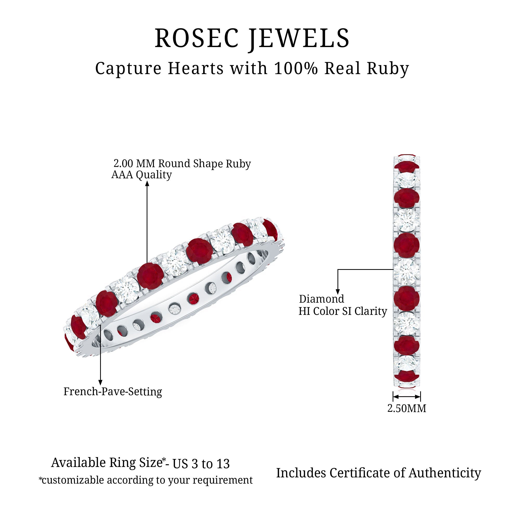 Ruby Eternity Ring – AAA Quality Diamond Full Eternity Band With French Pave Setting