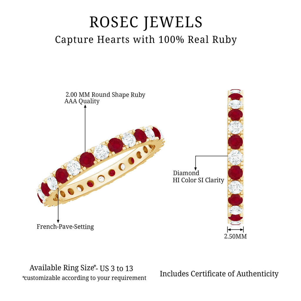 Ruby Eternity Ring – AAA Quality Diamond Full Eternity Band With French Pave Setting