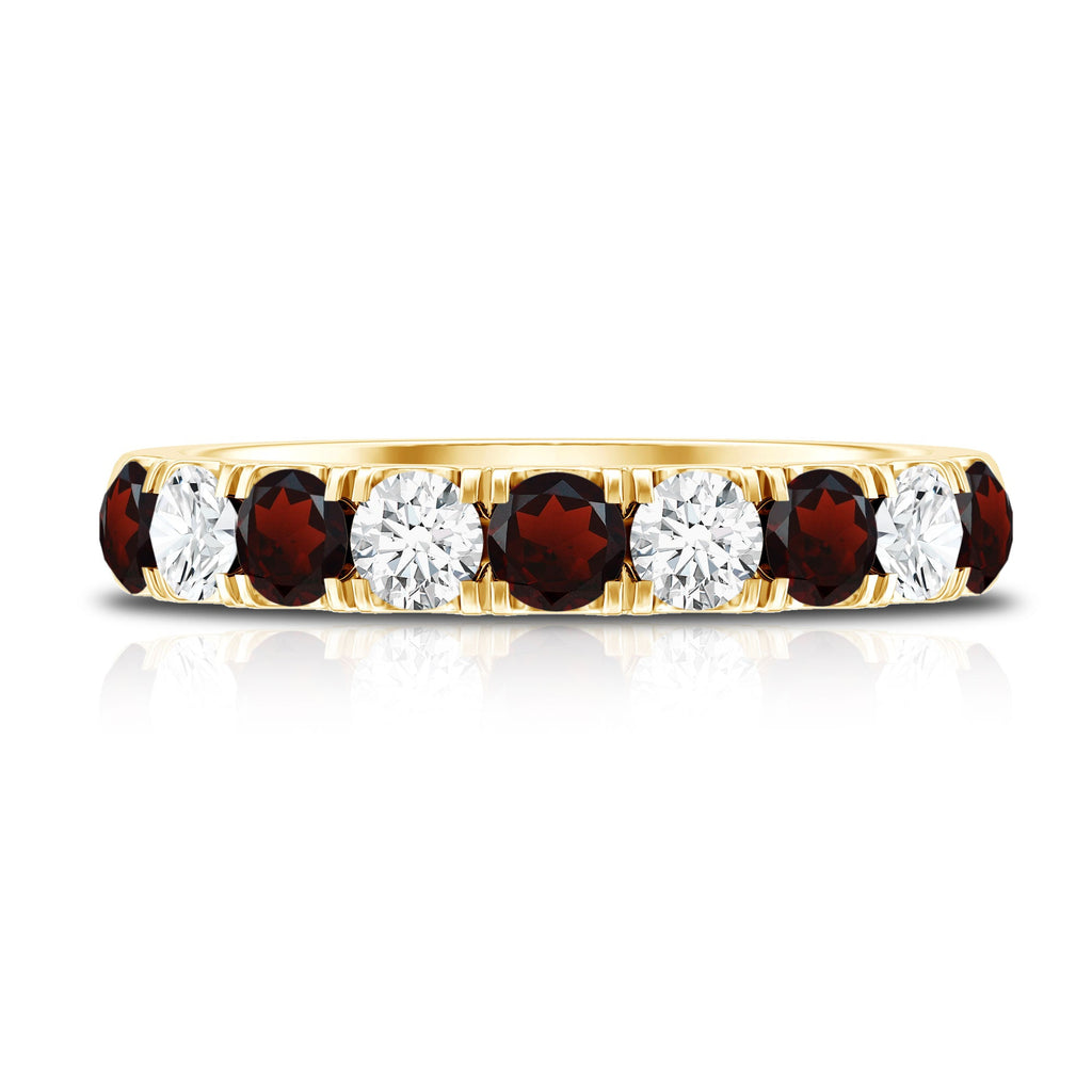Genuine Garnet Diamond Half Eternity Wedding Ring