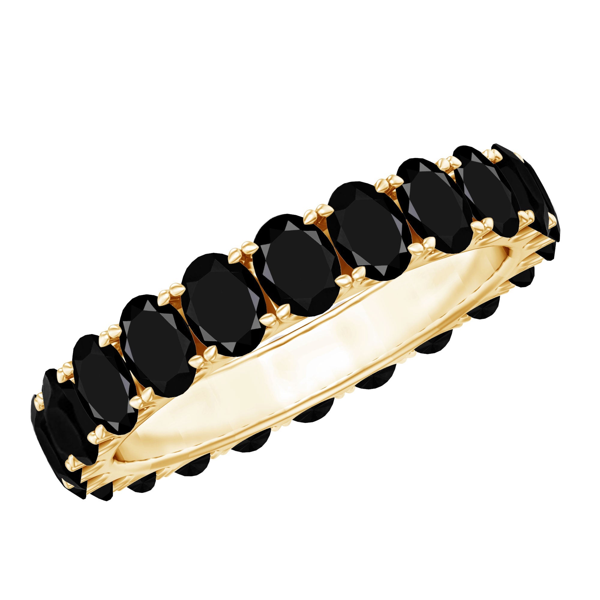 Oval Shaped Black Onyx Wedding Band for Women