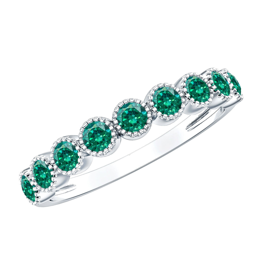 Emerald Eternity Ring – Lab Created Emerald Full Eternity Band in Bezel Setting