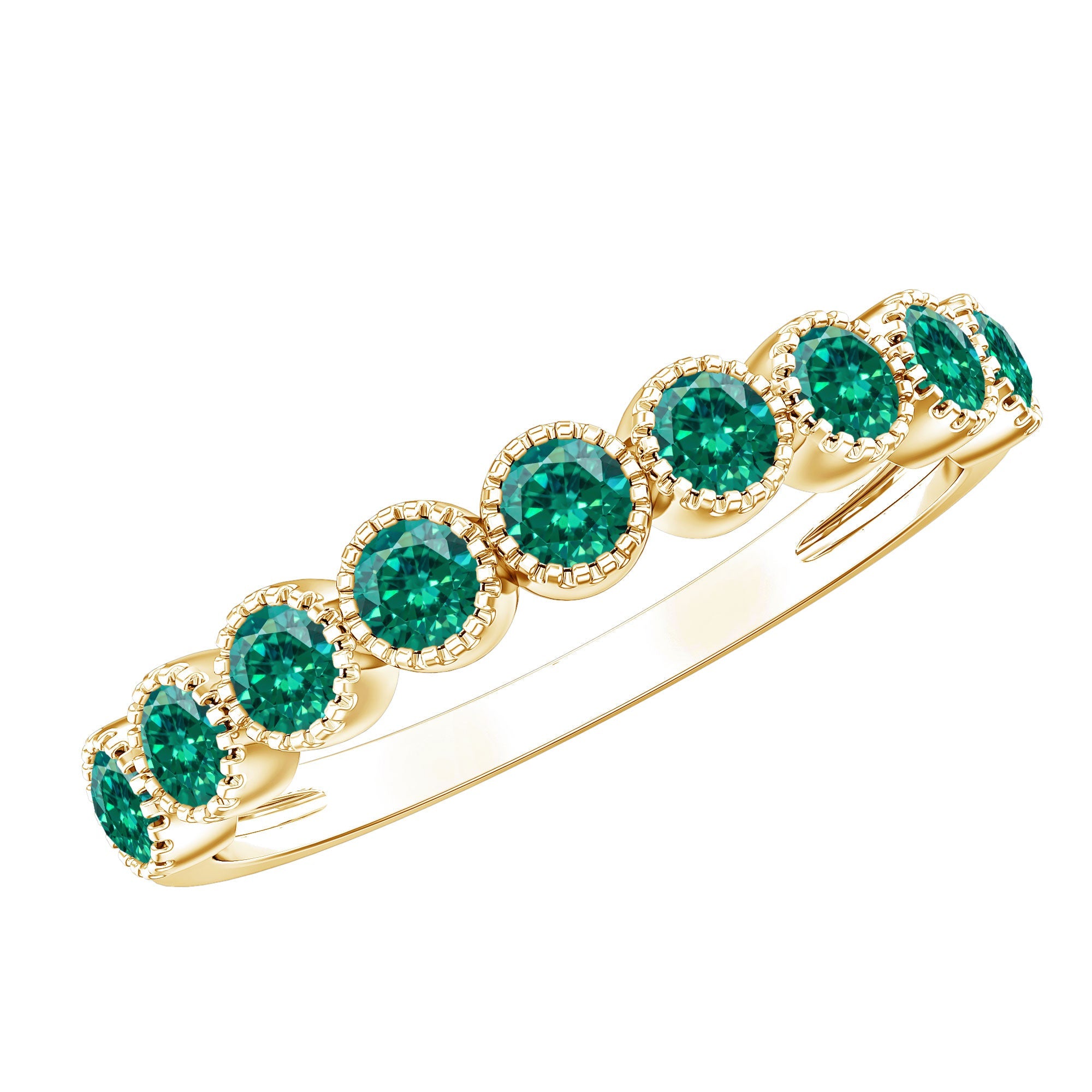 Emerald Eternity Ring – Lab Created Emerald Full Eternity Band in Bezel Setting