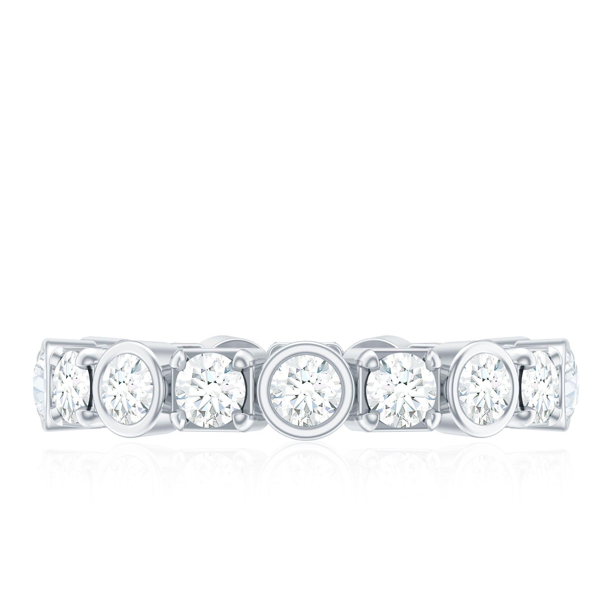 Round Moissanite Eternity Wedding Band with Certificate