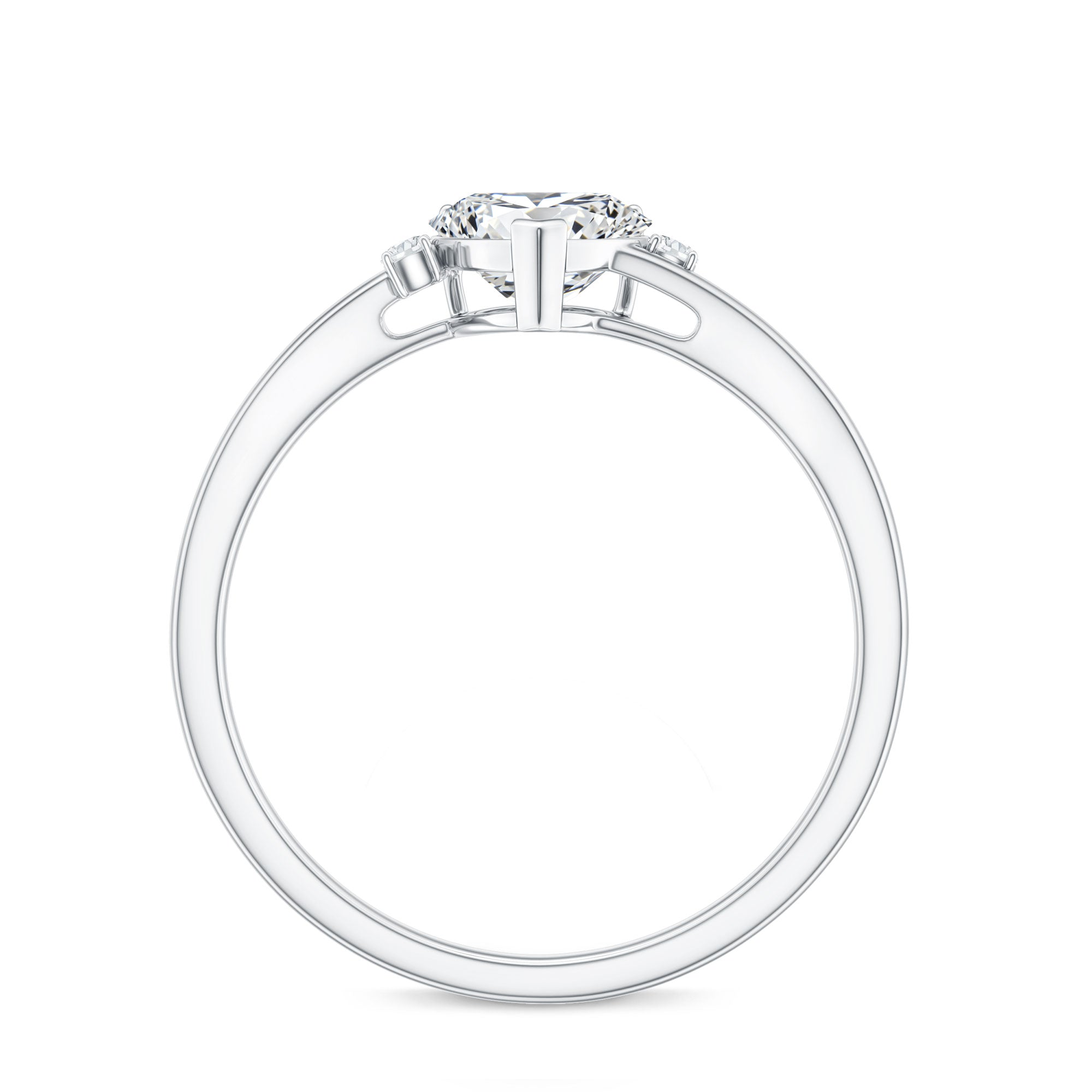 Solitaire Moissanite Heart Engagement Ring in Prong Setting
