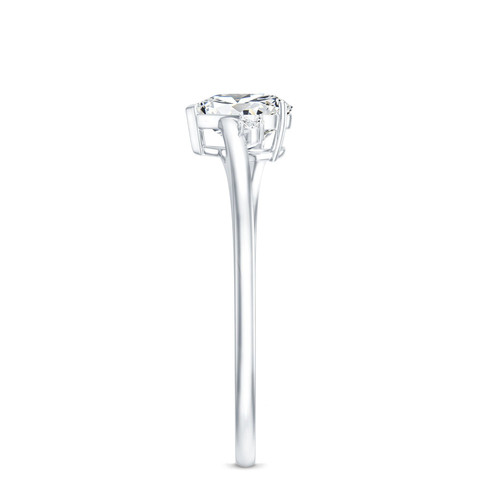 Solitaire Moissanite Heart Engagement Ring in Prong Setting