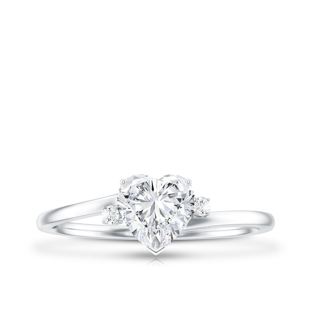 Solitaire Moissanite Heart Engagement Ring in Prong Setting