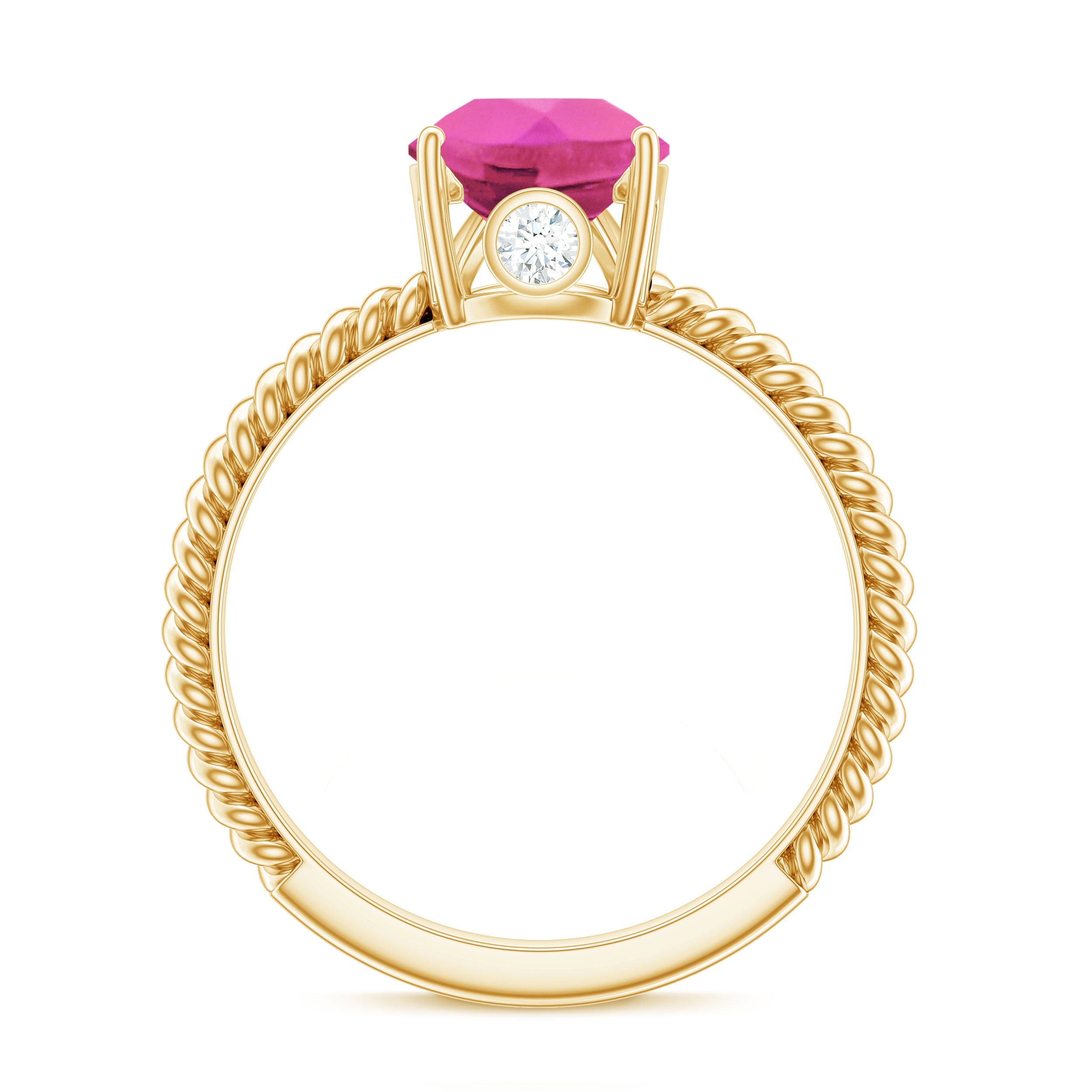 2.5 Carat Lab Created Pink Sapphire Teardrop Engagement Ring with Surprise Diamond