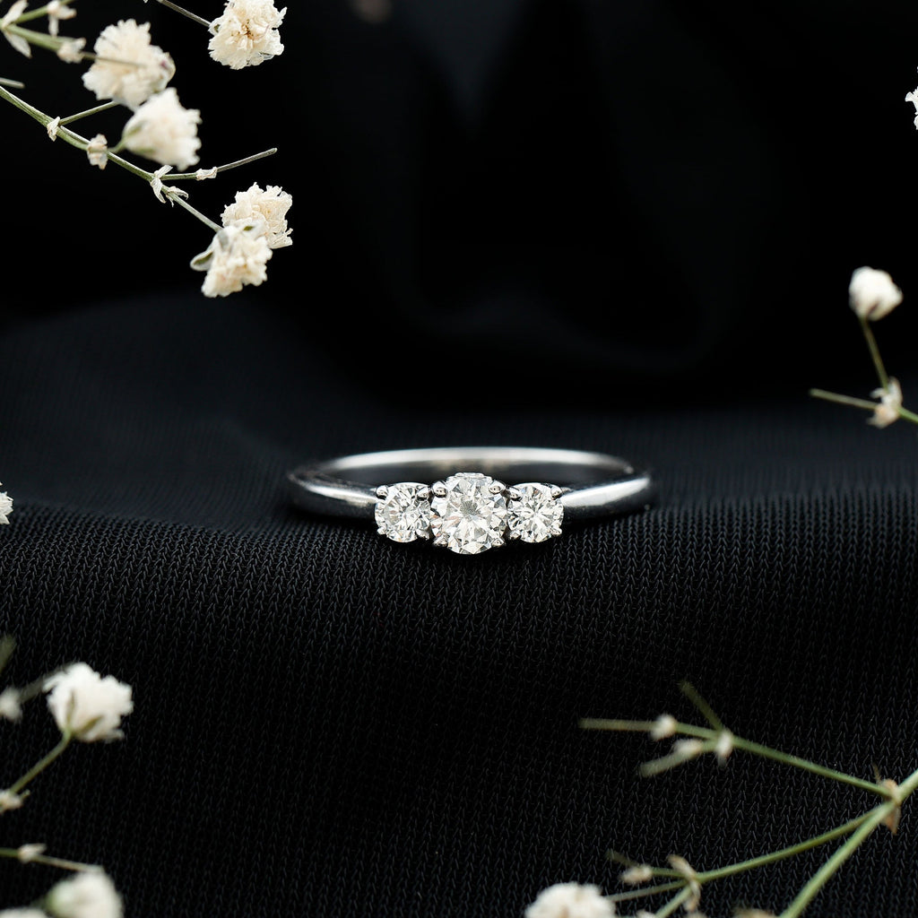 Lab Grown Diamond Minimal 3 Stone Engagement Ring